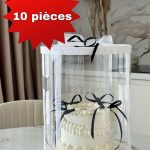 Lot de 10 Boîtes à Gâteau Cylindrique Transparente-26*26*33cm