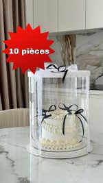 Lot de 10 Boîtes à Gâteau Cylindrique Transparente-30*30*34cm