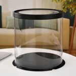 Boîte à Gâteau Cylindrique Transparente Noire -26*26*25cm