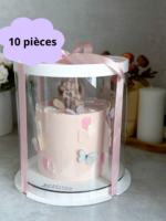 Lot de 10 Boîtes à Gâteau Cylindrique Transparente-26*26*24cm