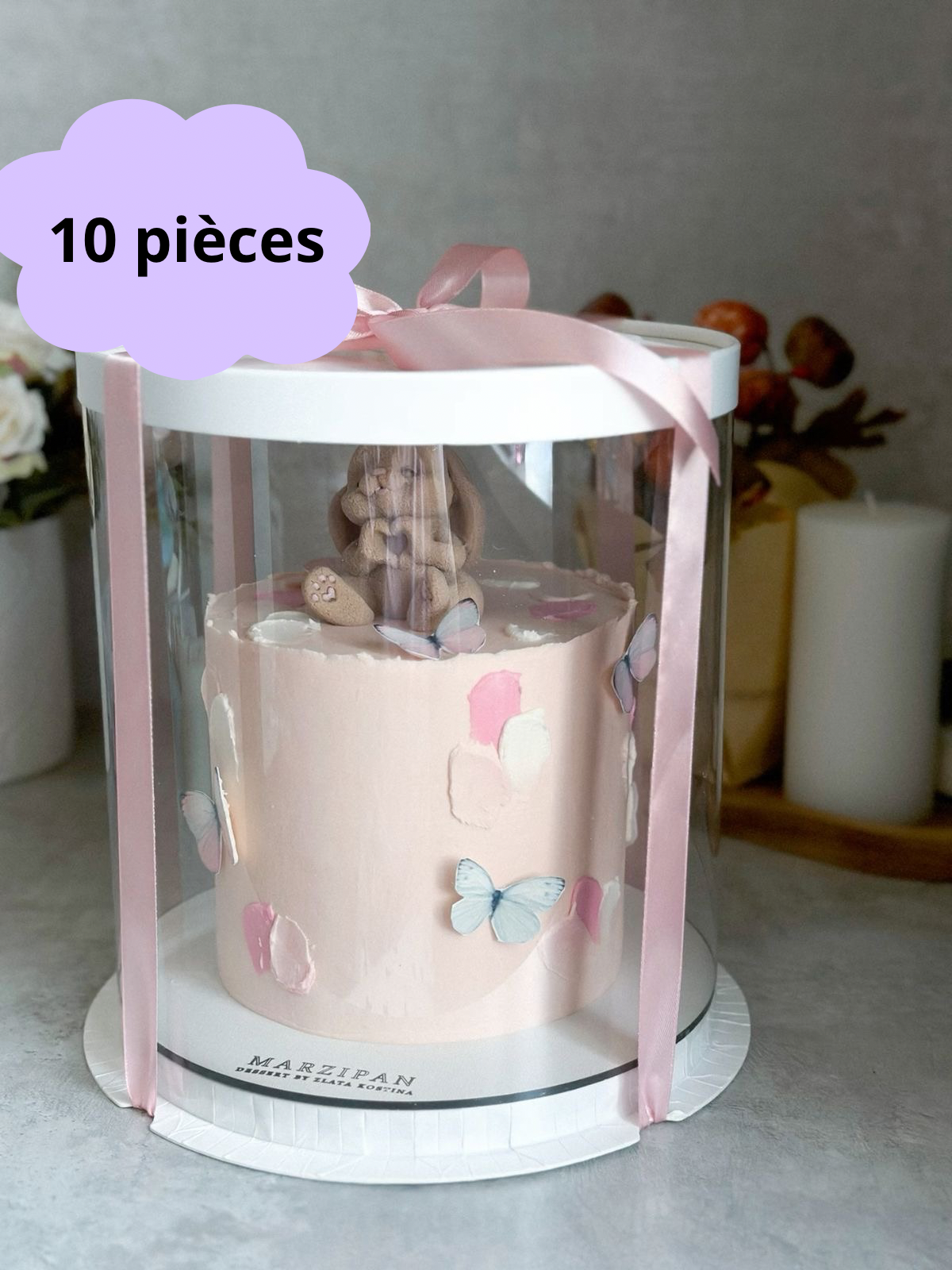 10 pièces Lot de 10 Boîtes à Gâteau Cylindrique Transparente-26*26*24cm – Image 1