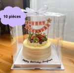 Lot de 10 Boîtes à Gâteau Carrée Transparente-26*26*31cm