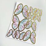 Cake Toppers - Lot de 10 Papillons 3D Décoratifs multicolore bleu rose