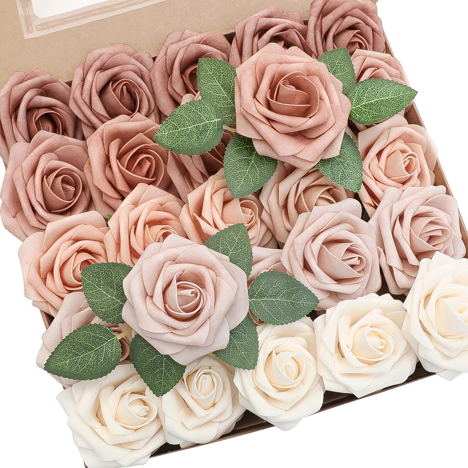 img_8336 Fleurs Artificielles - 25 Rose - Mix Peach – Image 1