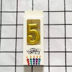 Bougie chiffre 5 - dorée