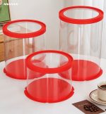 Boîte à Gâteau Cylindrique rouge et  Transparente - 26*26*25cm – Image 3