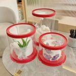 Boîte à Gâteau Cylindrique rouge et  Transparente - 26*26*25cm – Image 2