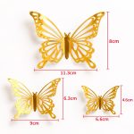 Cake Toppers - Lot de 12 Papillons 3D Décoratifs doré #2 – Image 2