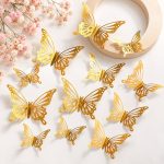 Cake Toppers - Lot de 12 Papillons 3D Décoratifs doré #2