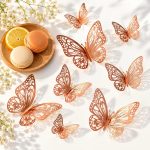 Cake Toppers - Lot de 12 Papillons Décoratifs rose gold